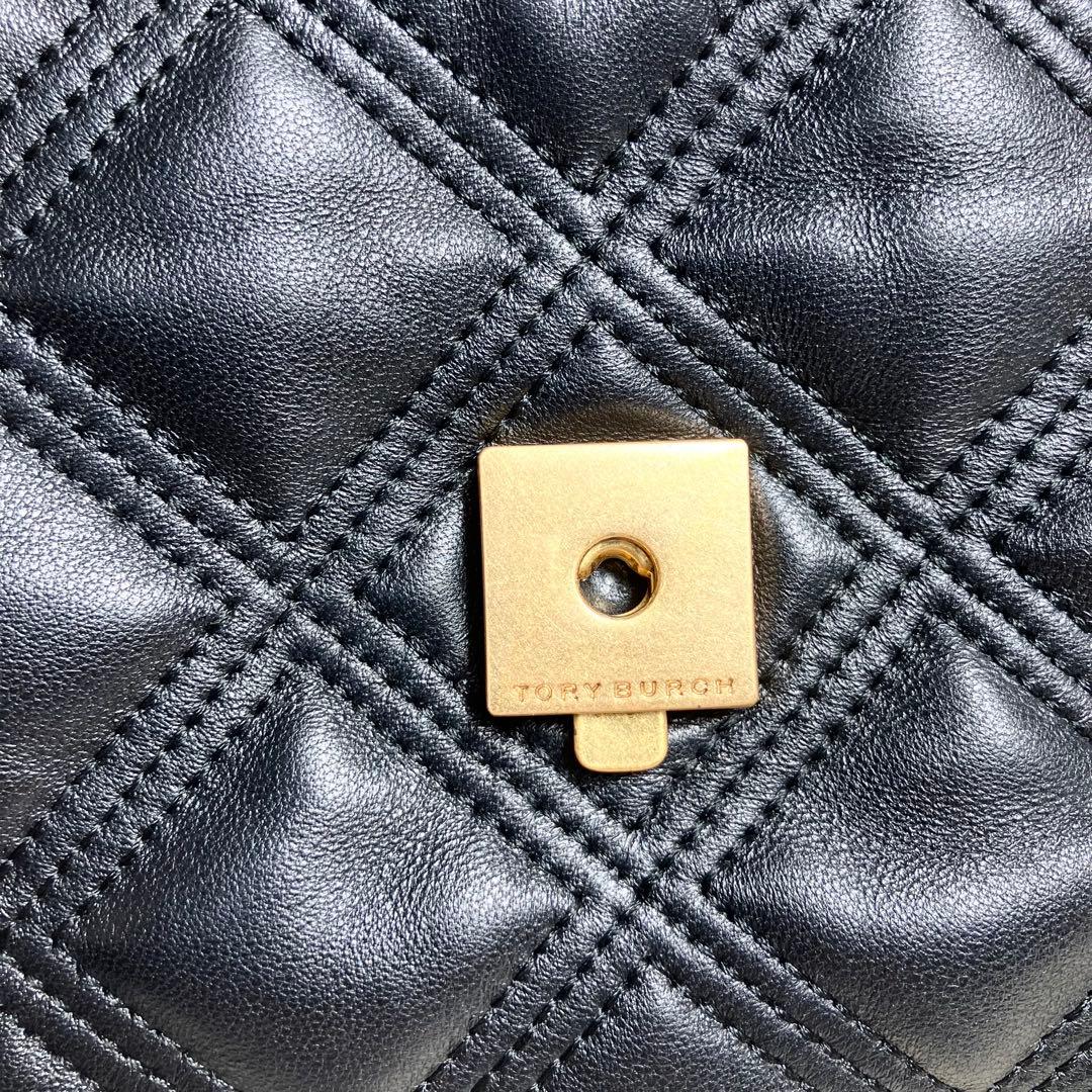 【良品】トリーバーチ＊キルティング ゴールドチェーン レザーブラック