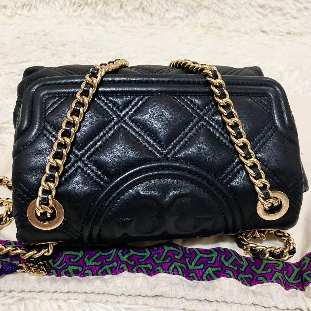 【良品】トリーバーチ＊キルティング ゴールドチェーン レザーブラック