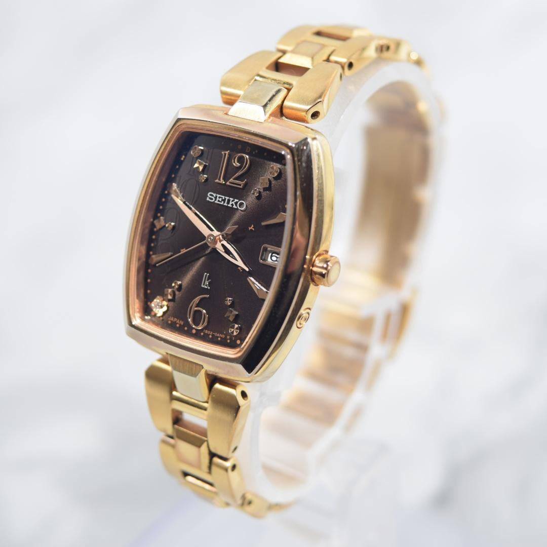 美品 SEIKO セイコー ルキア 電波ソーラー レディース黒金 ダイヤ付き