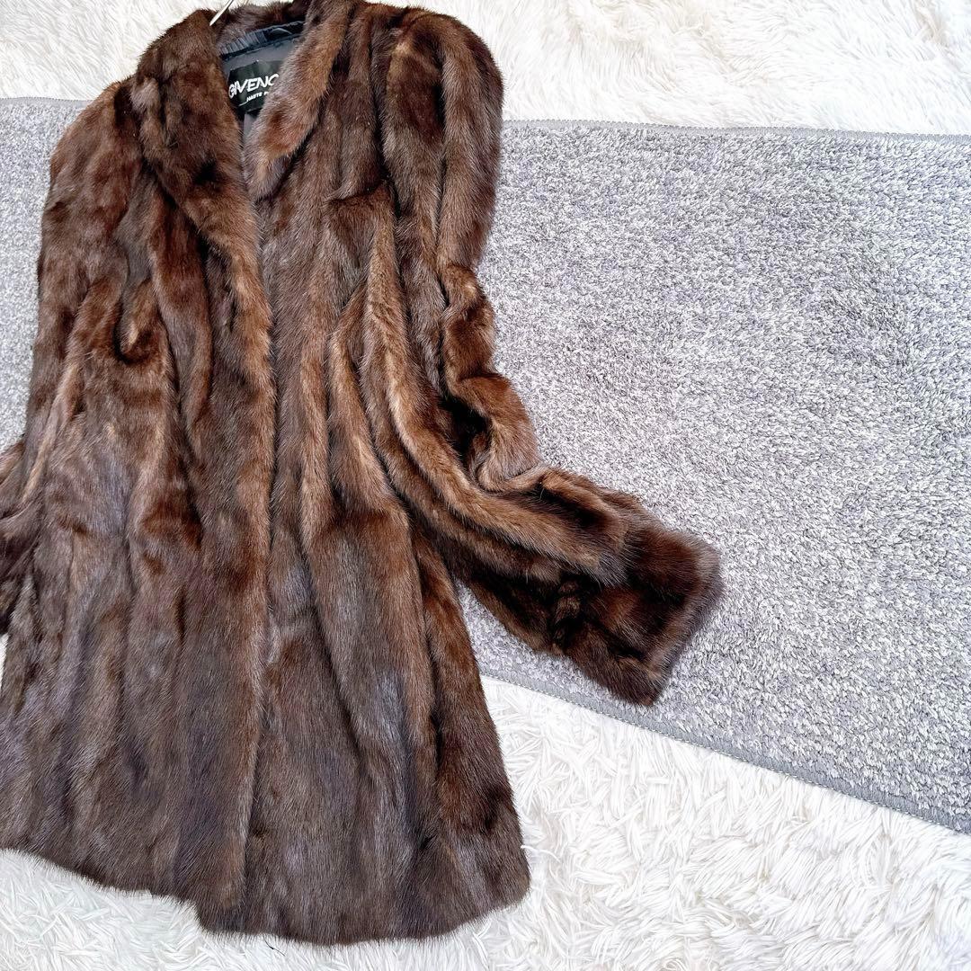 高級　ジバンシー　サガミンク　毛皮　ミンク　ダークブラウン　リアルファーコート