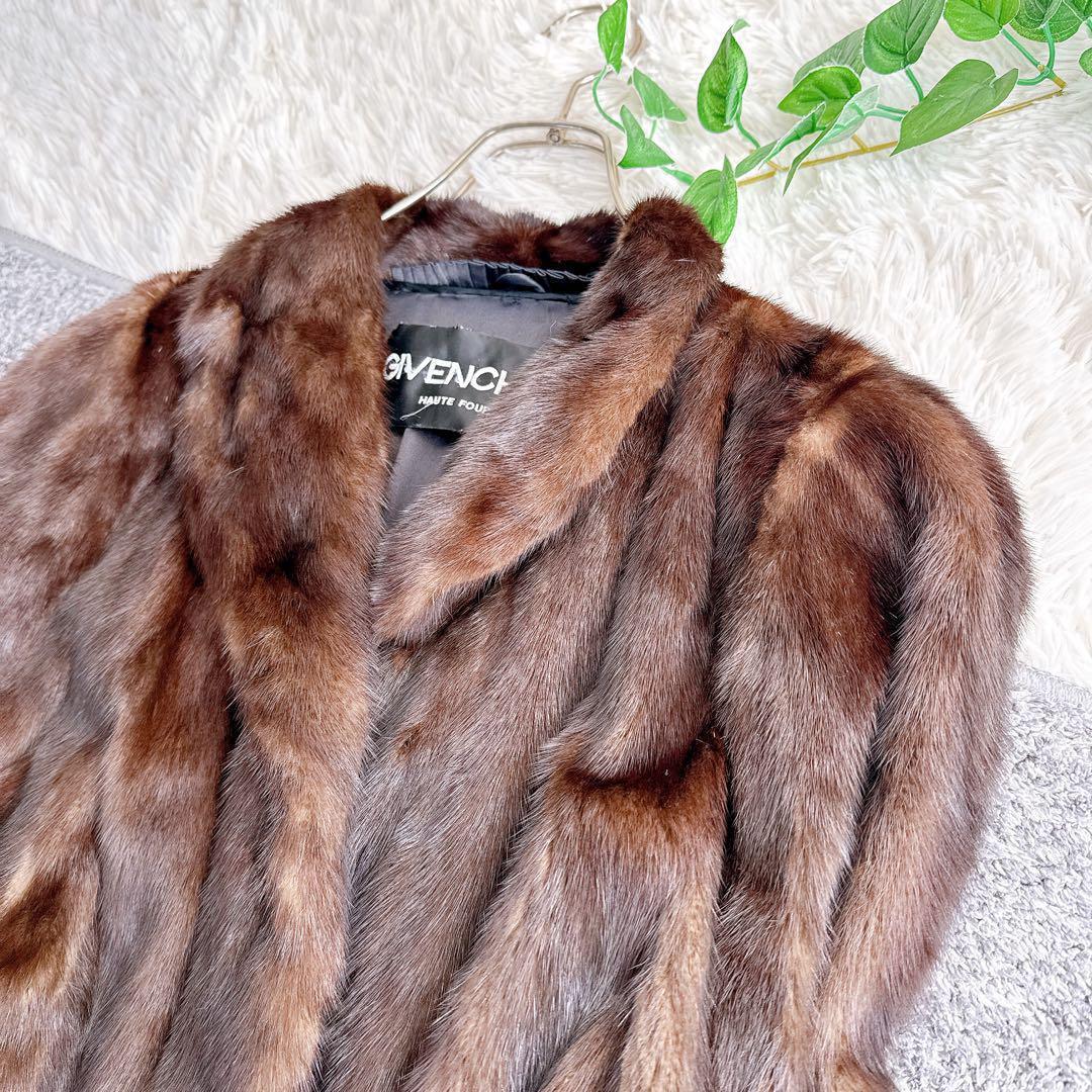 高級　ジバンシー　サガミンク　毛皮　ミンク　ダークブラウン　リアルファーコート