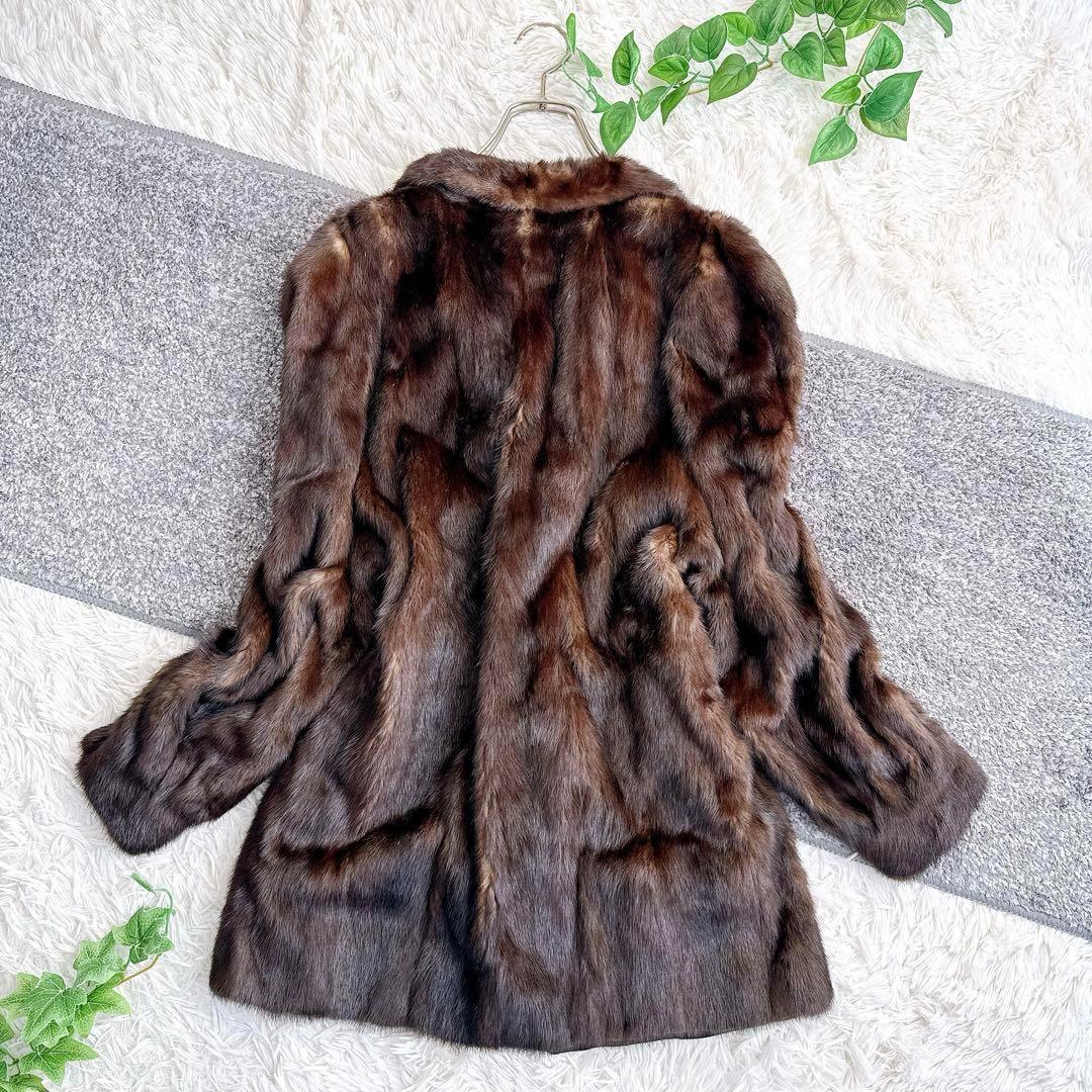 高級　ジバンシー　サガミンク　毛皮　ミンク　ダークブラウン　リアルファーコート