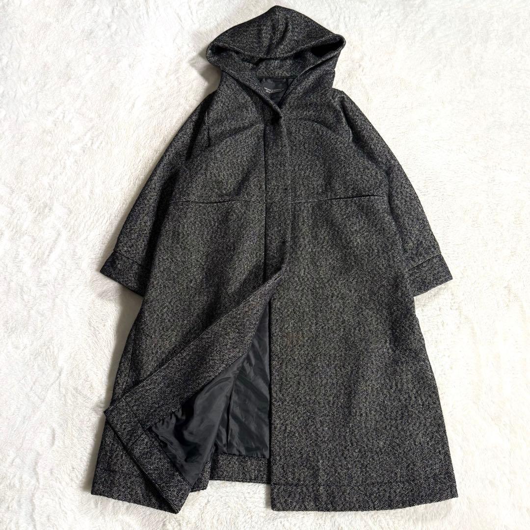 【極美品】サニークラウズ ざっくりツイードのフードコート黒 3L 希少サイズ