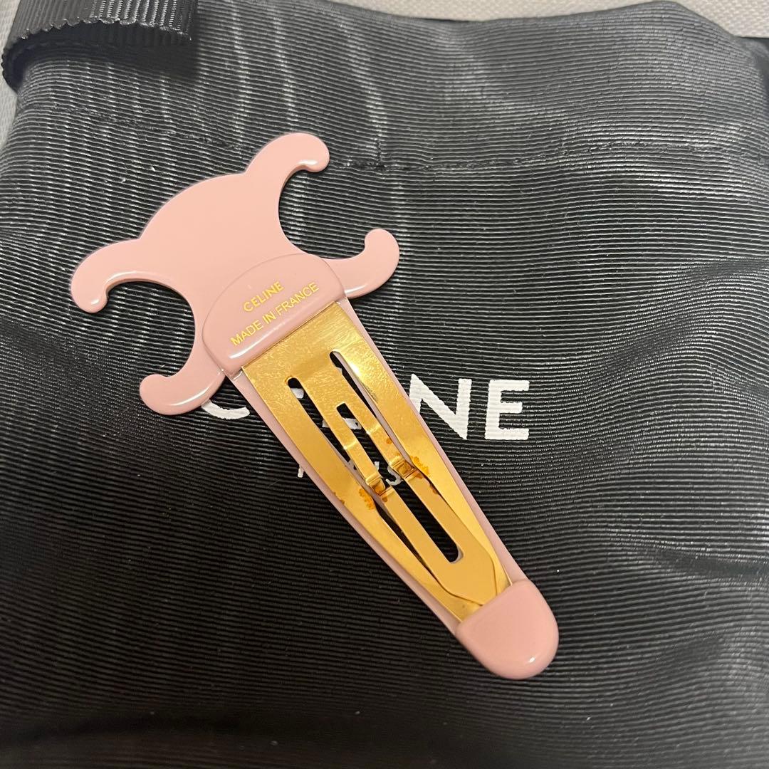 CELINE セリーヌ トリオンフ ヘアクリップ 　ピンク