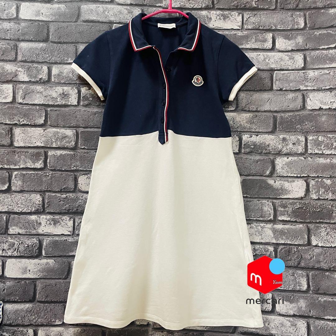 極美品 MONCLER ポロワンピース 140cm ネイビー/ホワイト