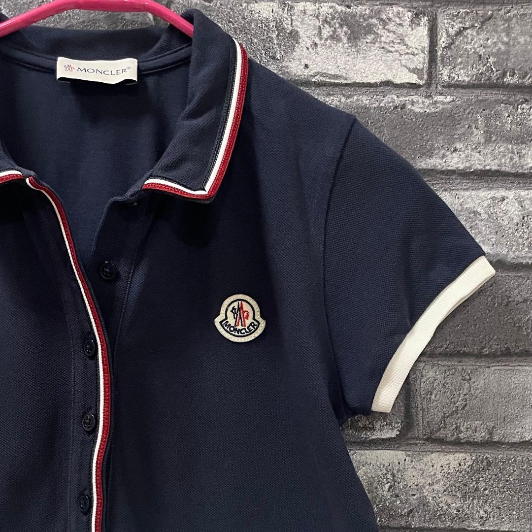 極美品 MONCLER ポロワンピース 140cm ネイビー/ホワイト