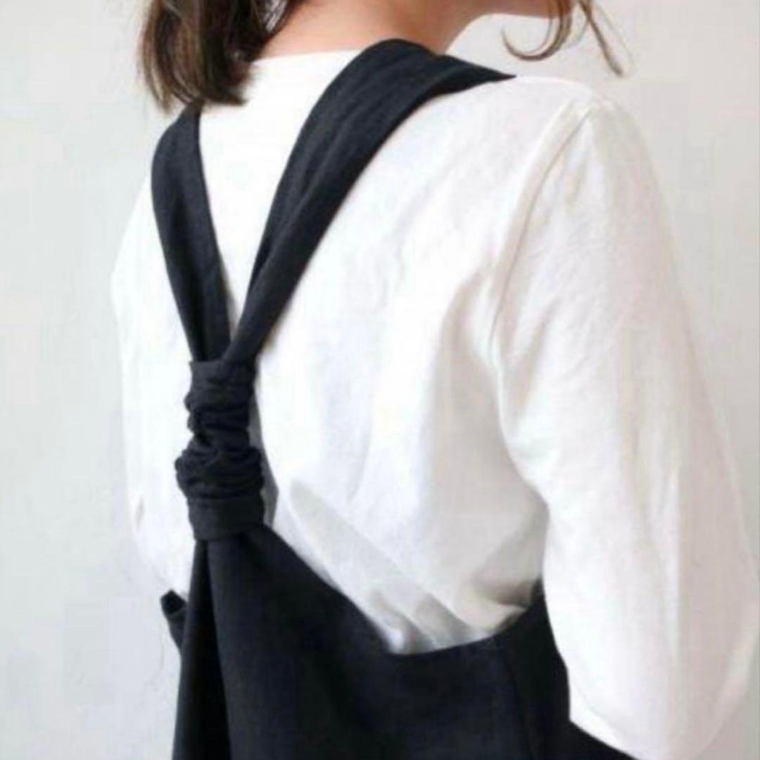 YARRA ヤラ ⿻ バックシャン リネン サロペット 黒 ルーズ 麻 ゆったり