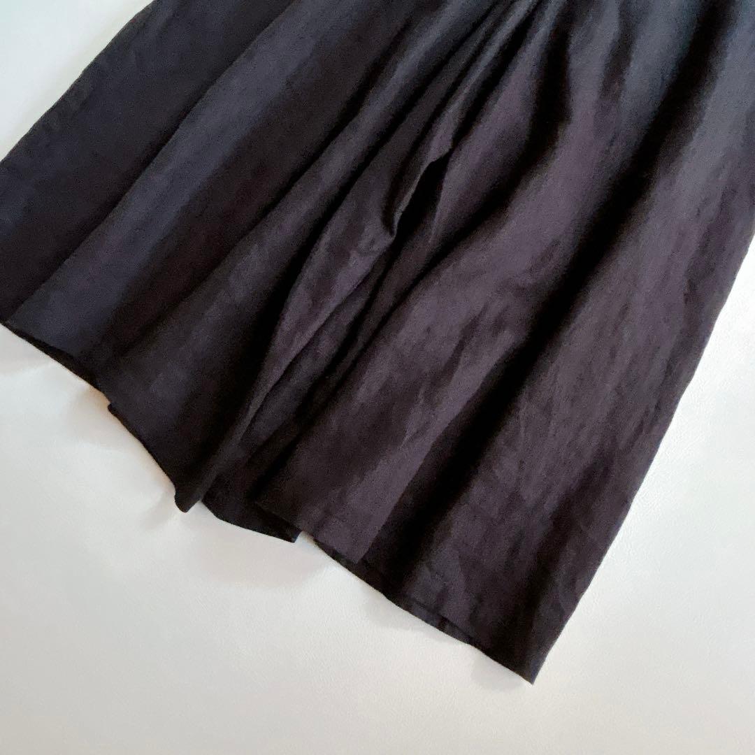 YARRA ヤラ ⿻ バックシャン リネン サロペット 黒 ルーズ 麻 ゆったり