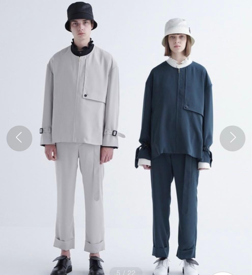 CULLNI ノーカラートレンチジャケット　グリーン　21AW