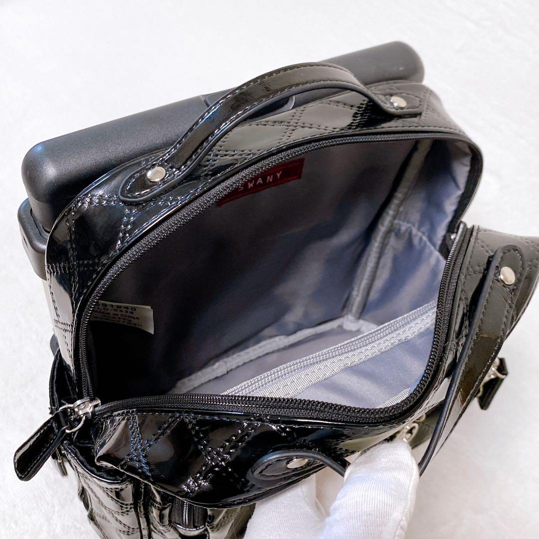 美品　SWANY　エマイロ　エナメル　ショッピングカート　ストッパー付　４輪　黒