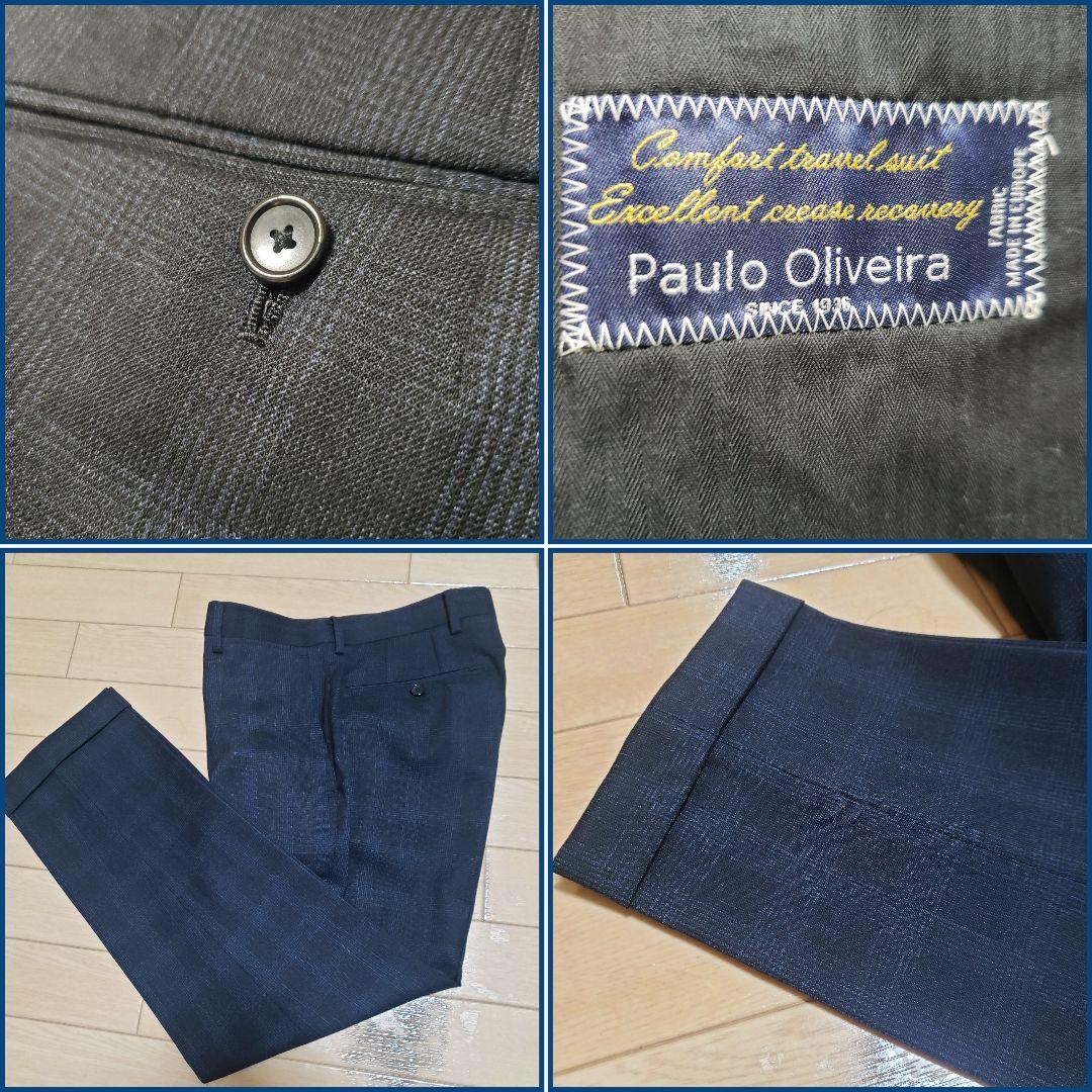 極美品】EDIFICEエディフィス/チェック柄/裾ダブルスラックス44ネイビー