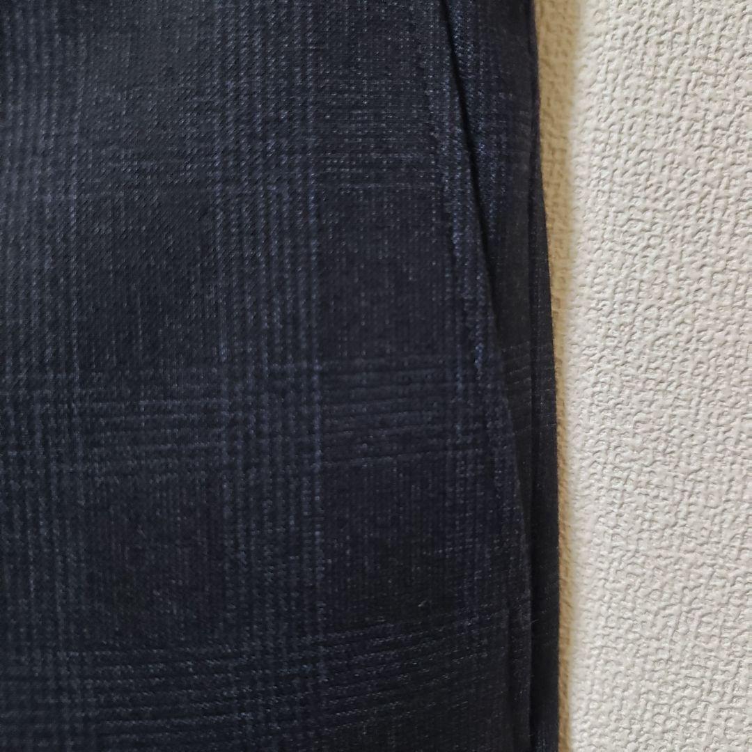 極美品】EDIFICEエディフィス/チェック柄/裾ダブルスラックス44ネイビー