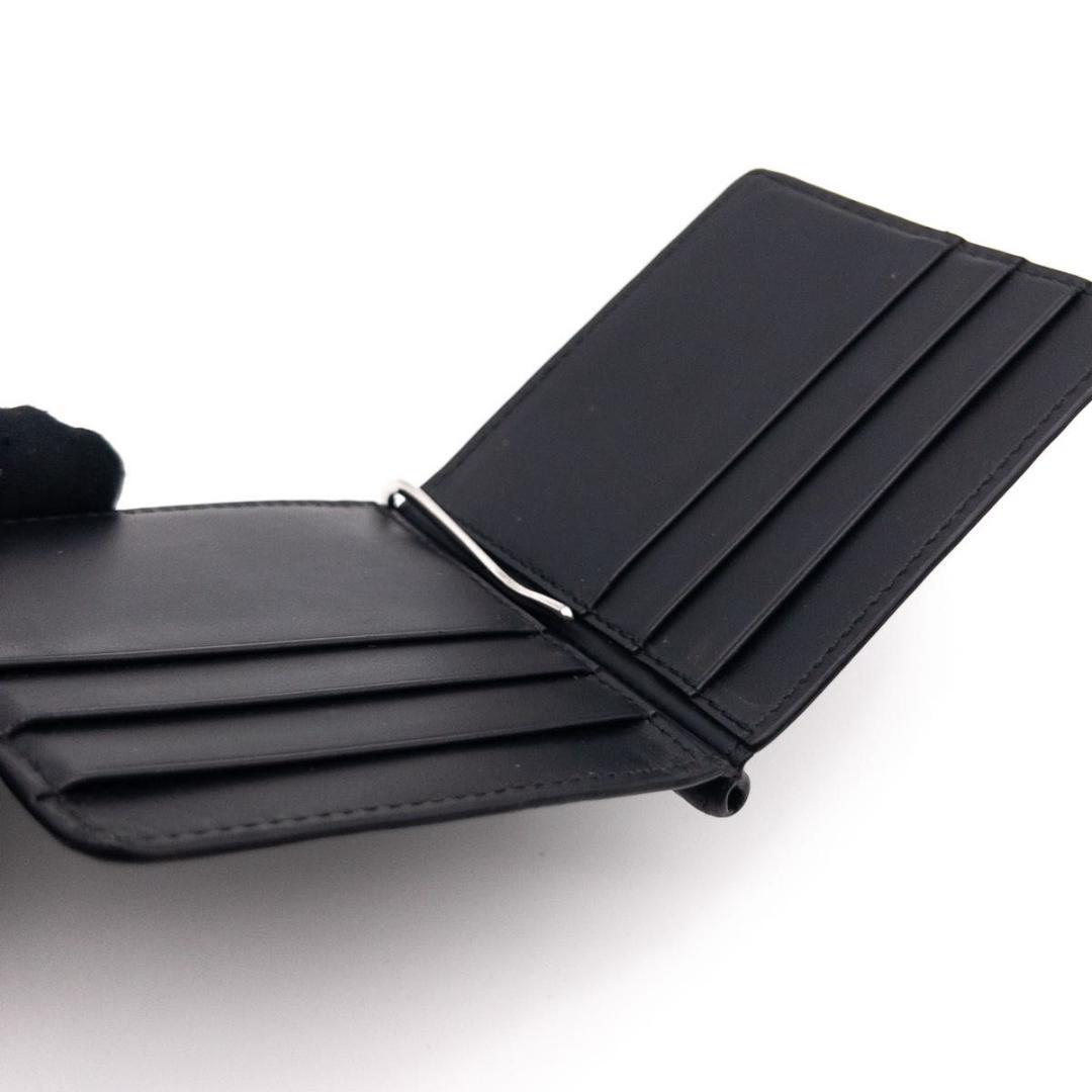 【極美品】GUCCI シマ　マネークリップ　黒　レザー