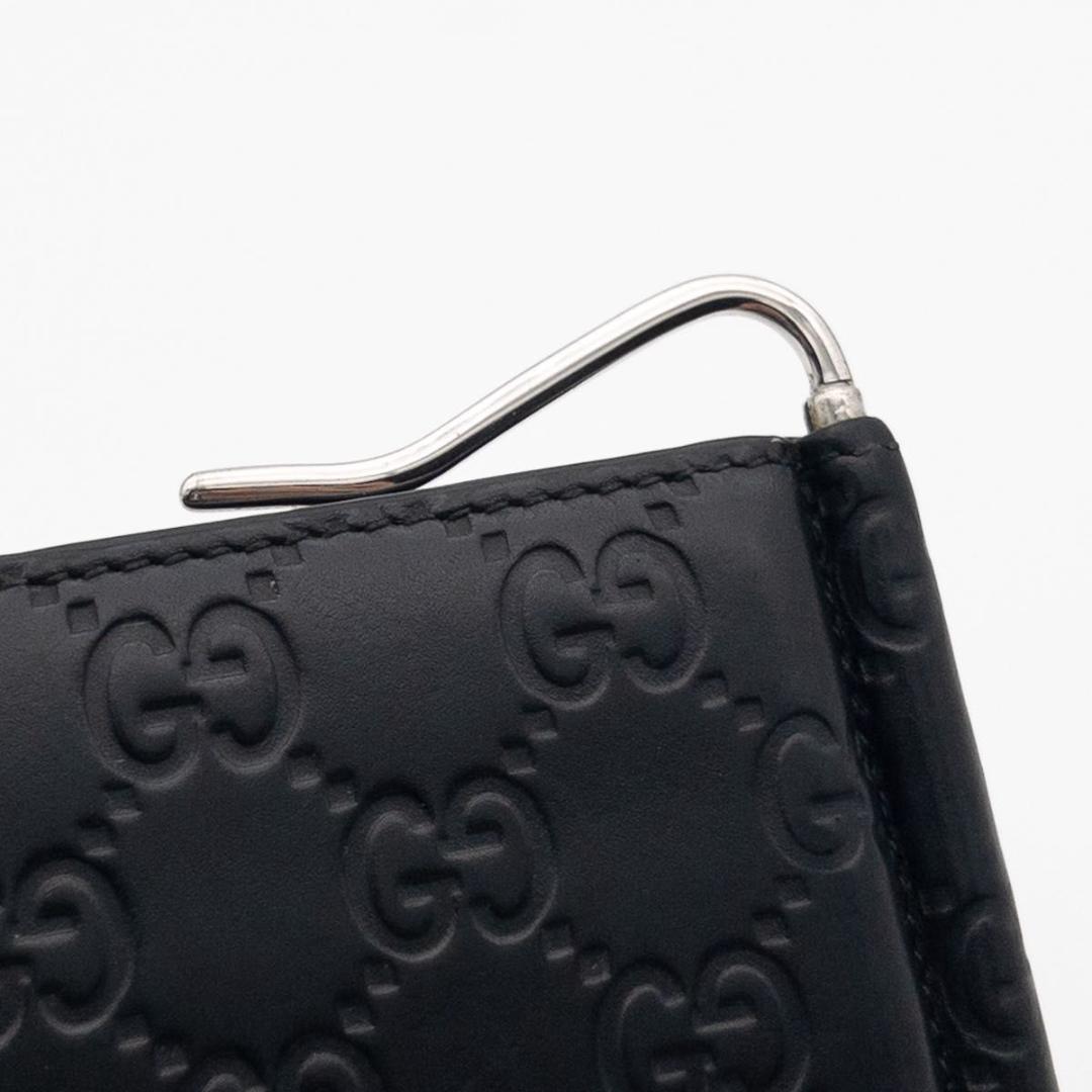 【極美品】GUCCI シマ　マネークリップ　黒　レザー