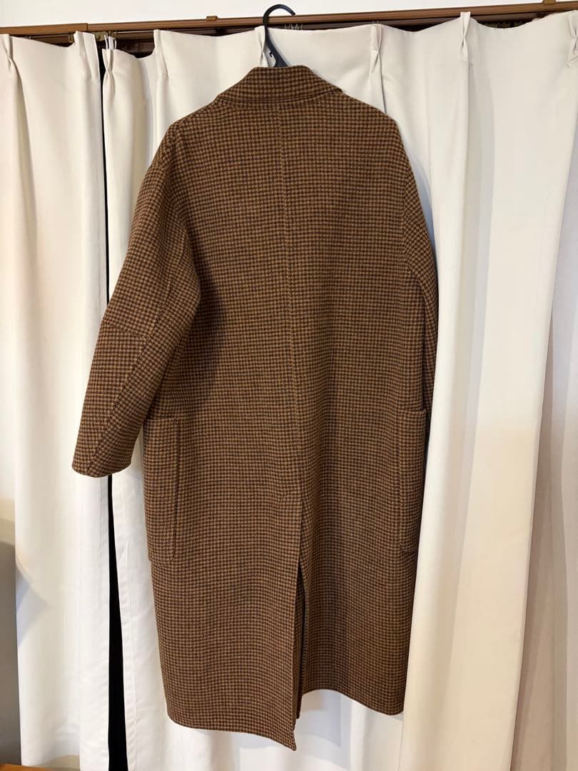 ブラウン チェック柄 ロングコート