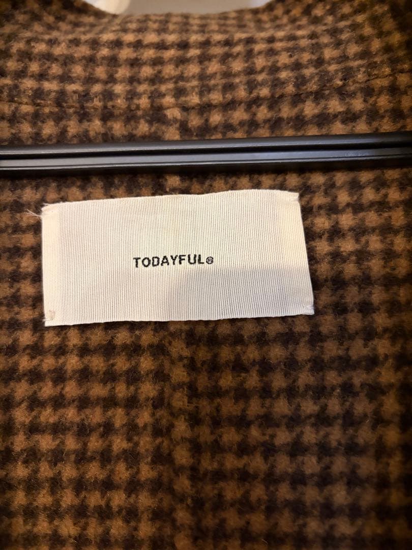 ブラウン チェック柄 ロングコート