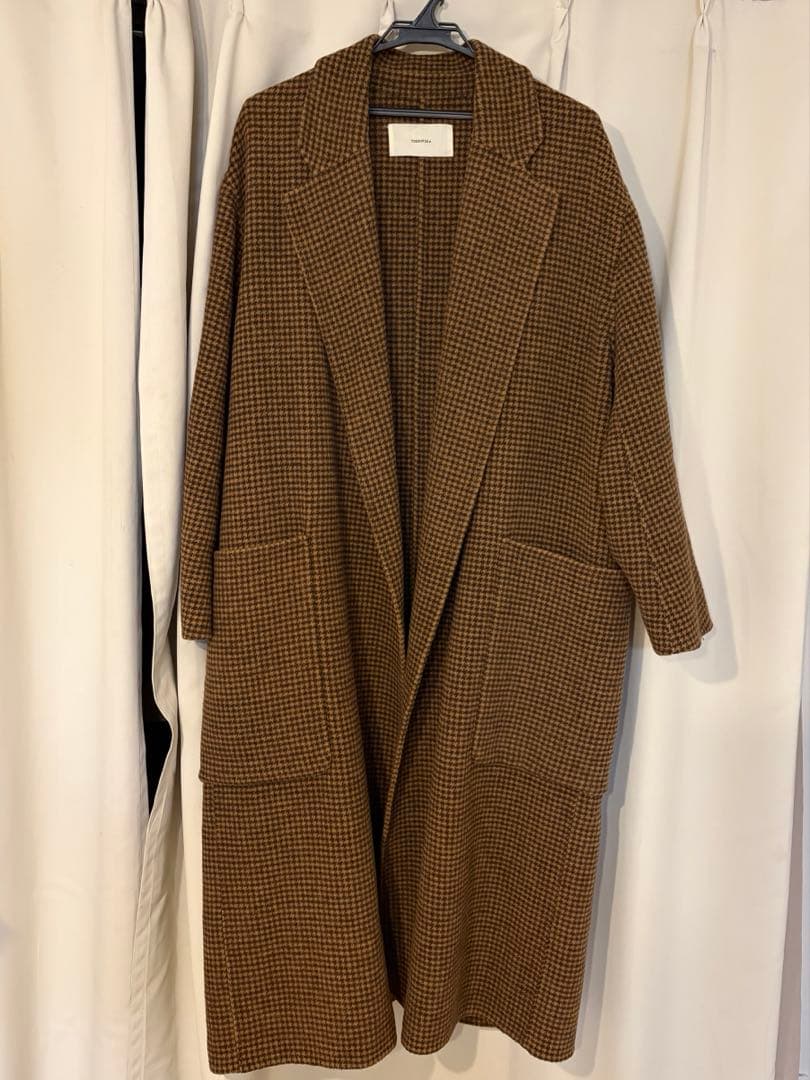 ブラウン チェック柄 ロングコート