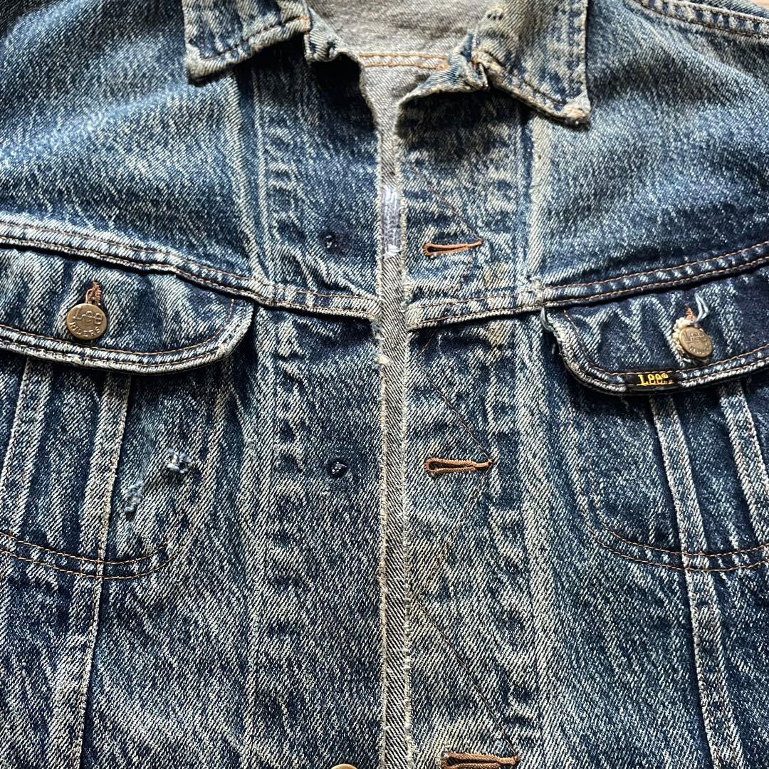 80s Lee 220-J Denim Jacket BORO 右綾 LARGE