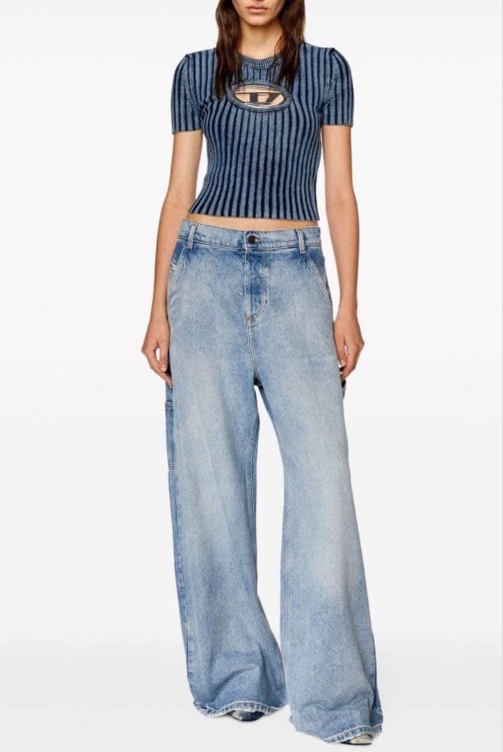 DIESEL M-ANAHEIM Dロゴ リブTシャツ ブルー