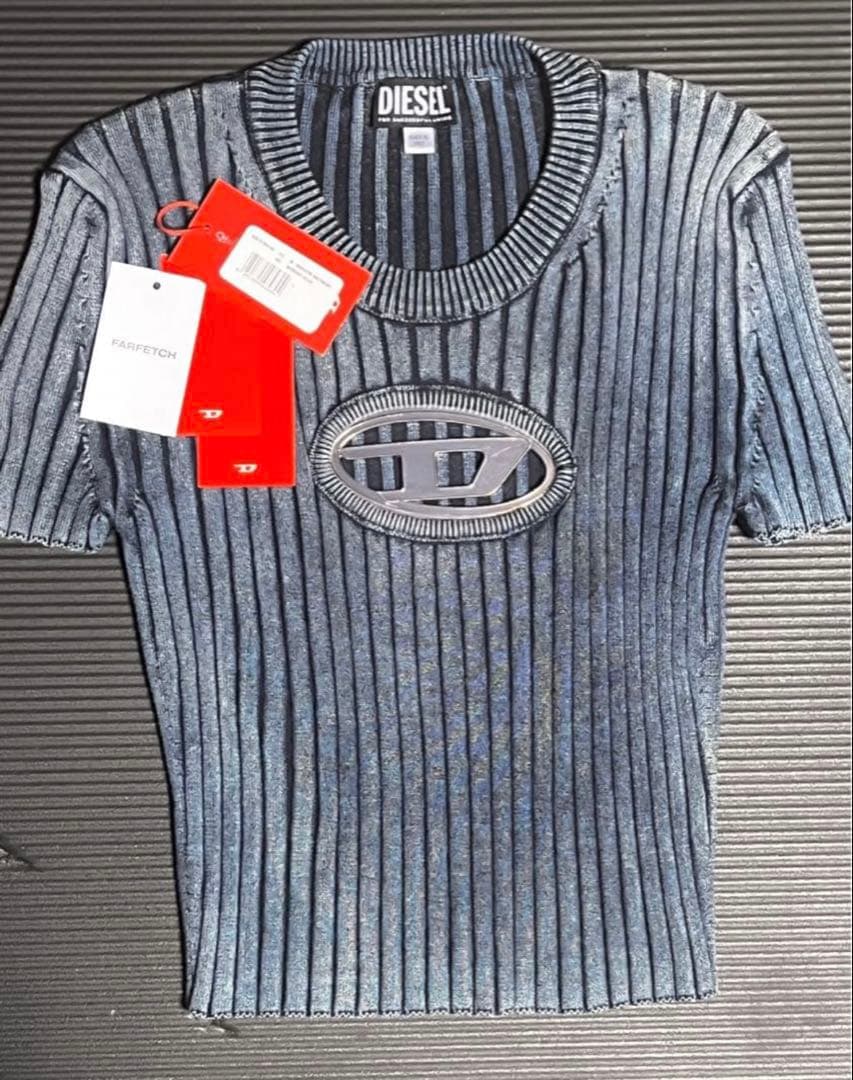 DIESEL M-ANAHEIM Dロゴ リブTシャツ ブルー