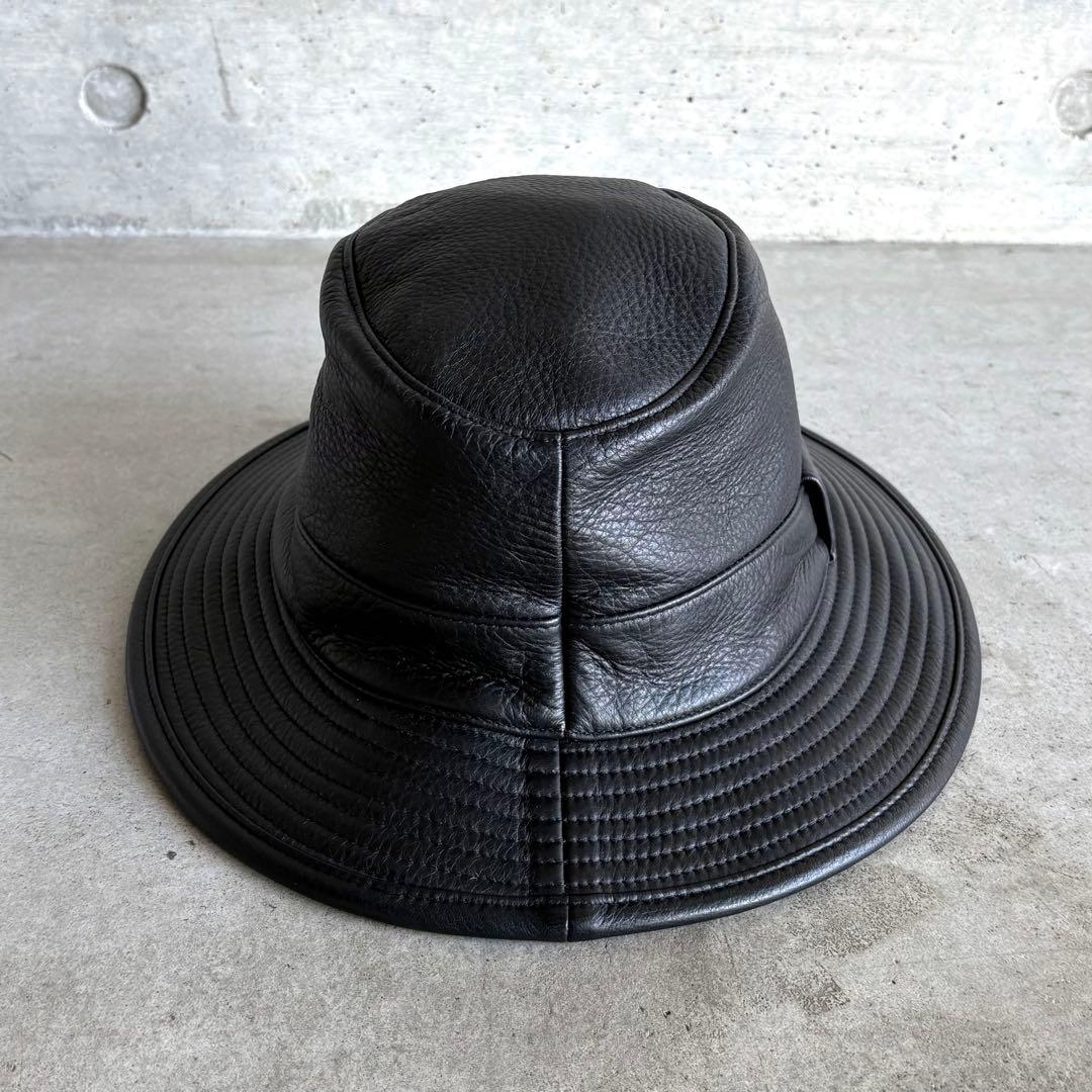 美品 HERMES ディアスキン レザーハット 57 ブラック
