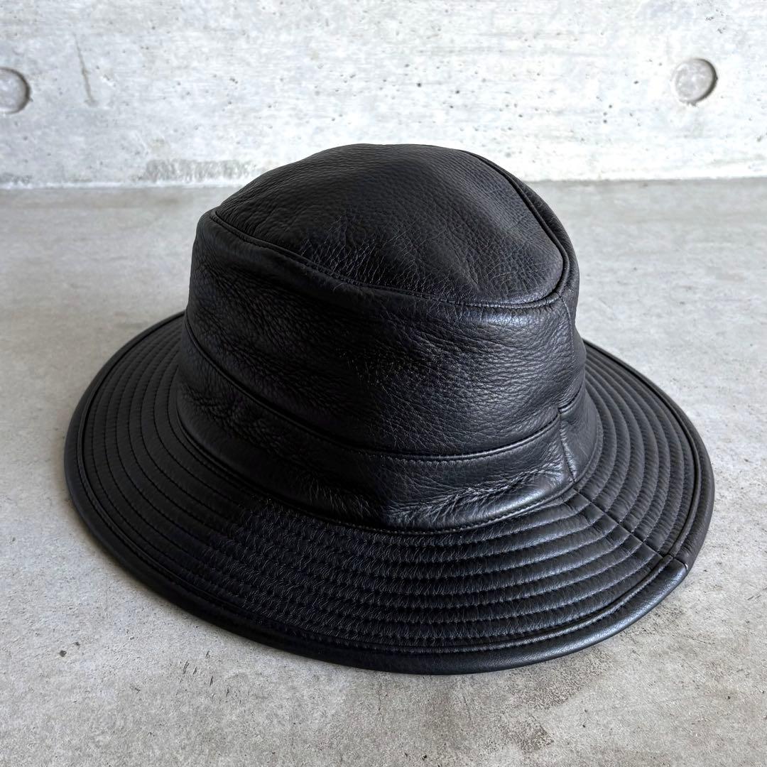 美品 HERMES ディアスキン レザーハット 57 ブラック