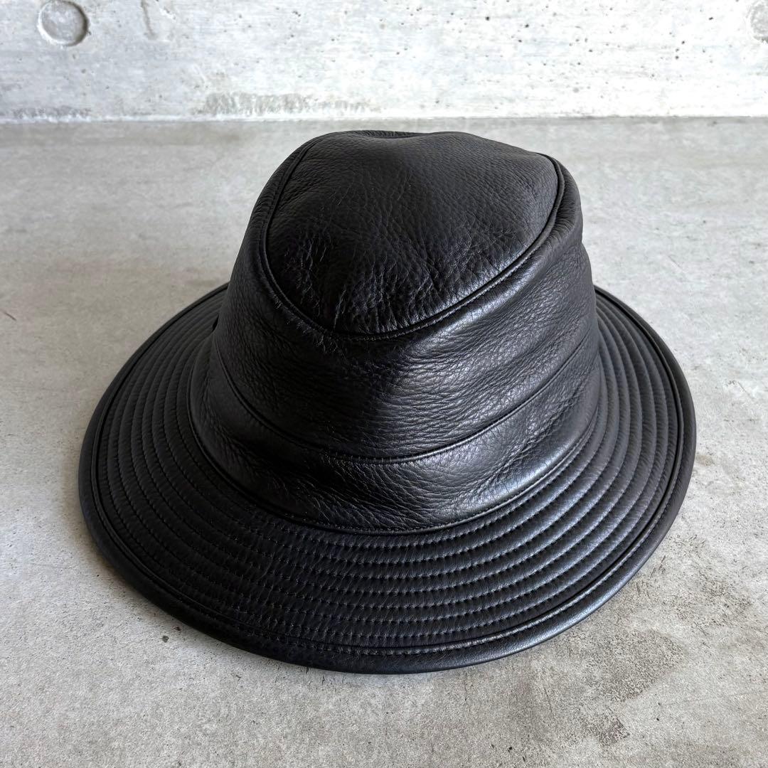 美品 HERMES ディアスキン レザーハット 57 ブラック