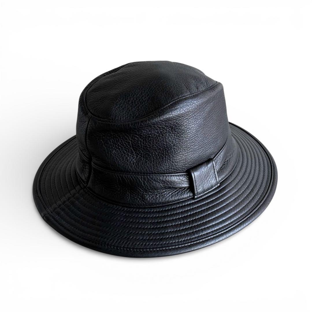 美品 HERMES ディアスキン レザーハット 57 ブラック