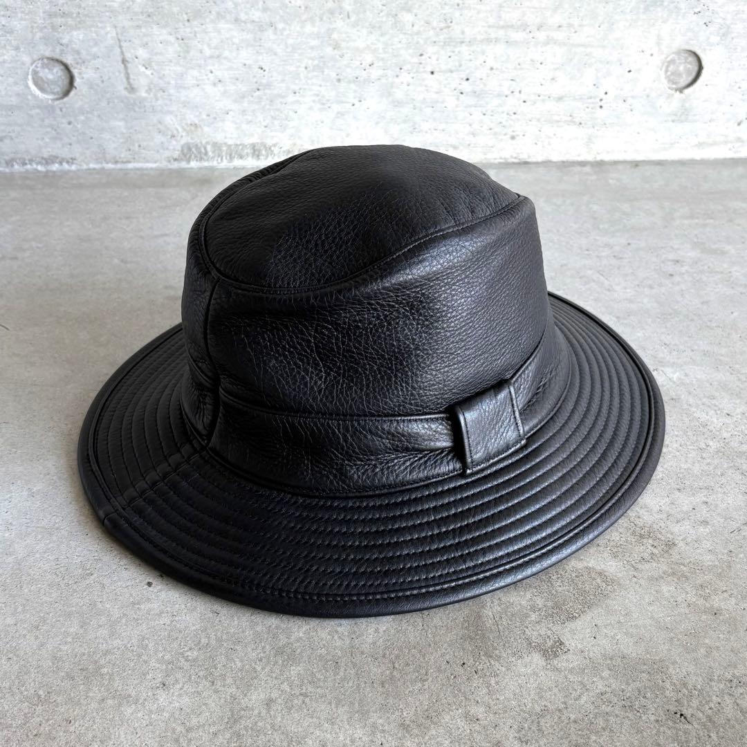 美品 HERMES ディアスキン レザーハット 57 ブラック