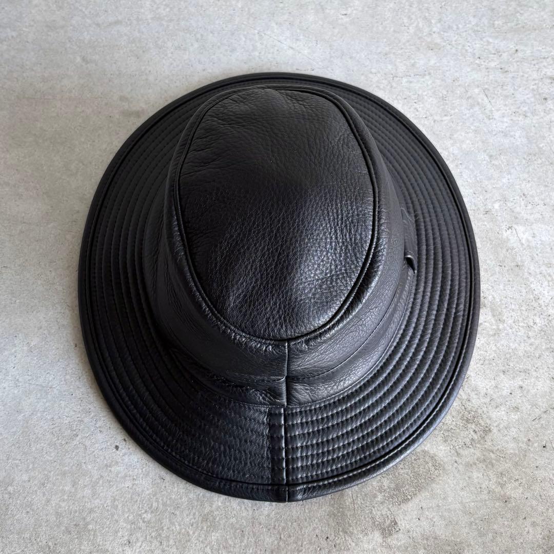 美品 HERMES ディアスキン レザーハット 57 ブラック