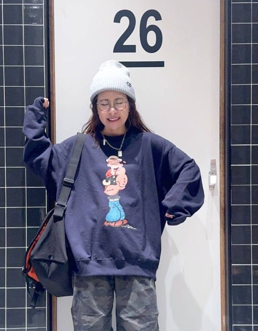 ニコアンド POPEYEスウェットトップス ネイビー ユニセックス