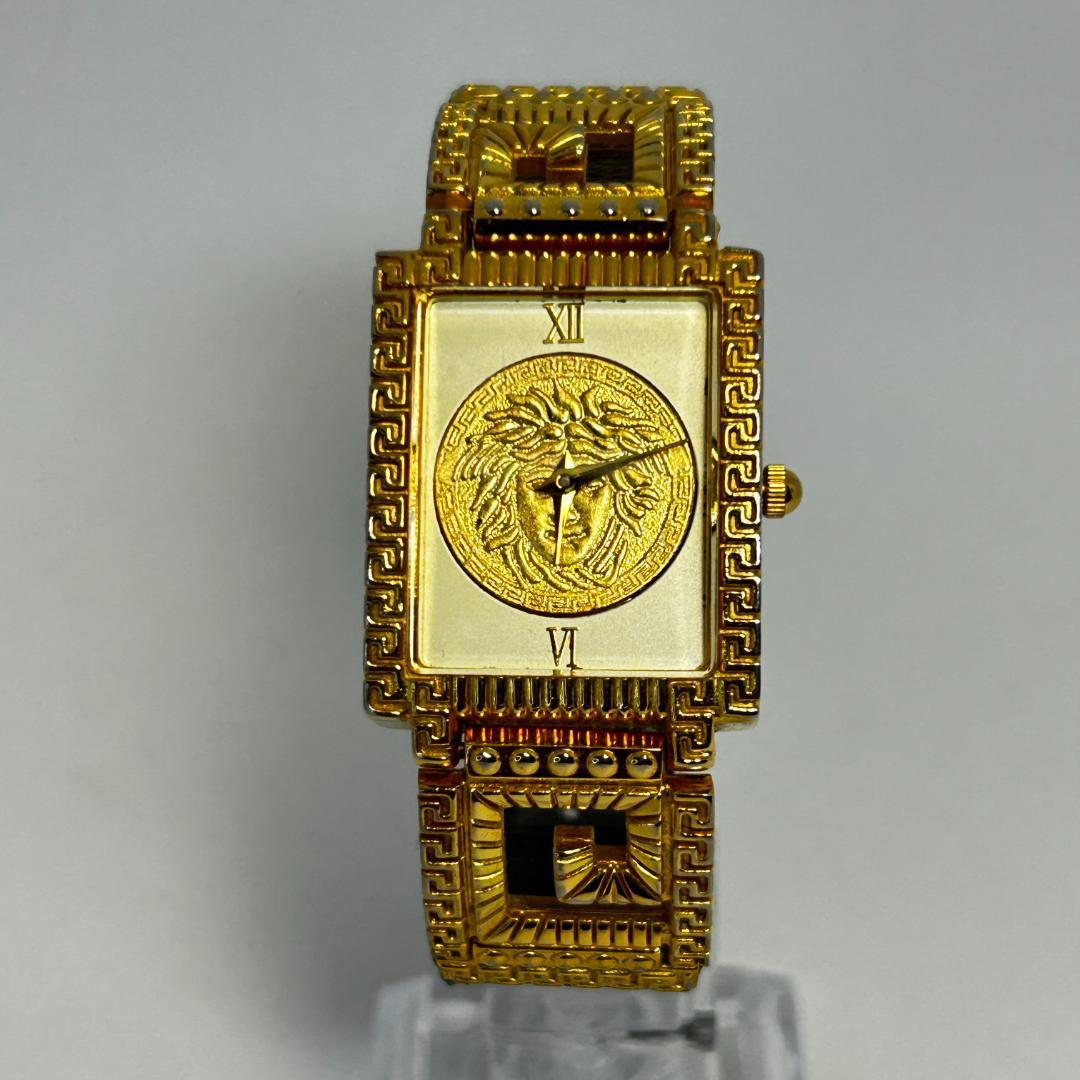 【稼働】VERSACE ヴェルサーチ メデューサ ホワイト/ゴールド文字盤