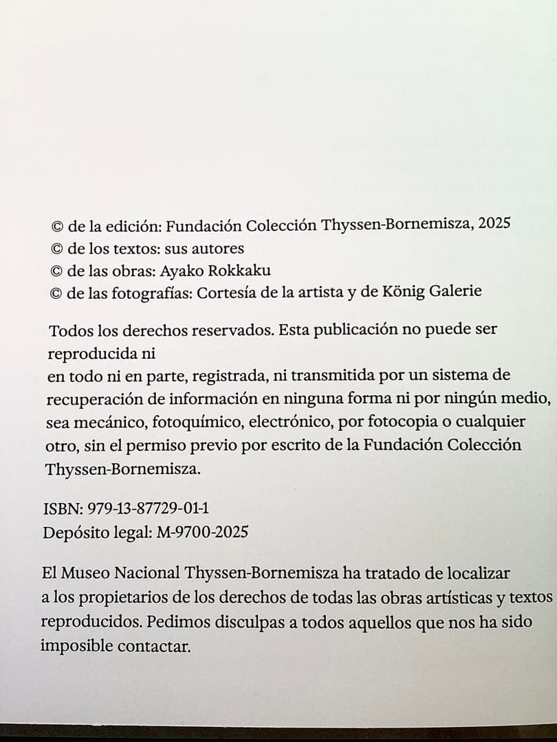 ラスト1冊★ロッカクアヤコ個展 ティッセ ン = ホルネミッサ美術館