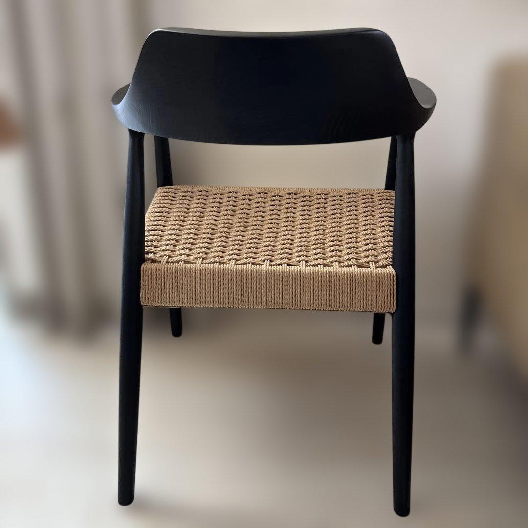 関家具　ロジャーIII ペーパーコードダイニングチェア　ブラック