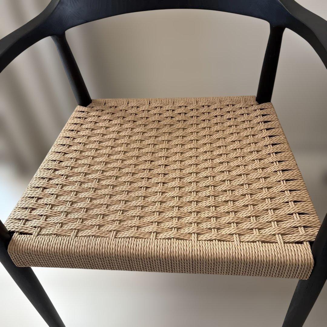 関家具　ロジャーIII ペーパーコードダイニングチェア　ブラック