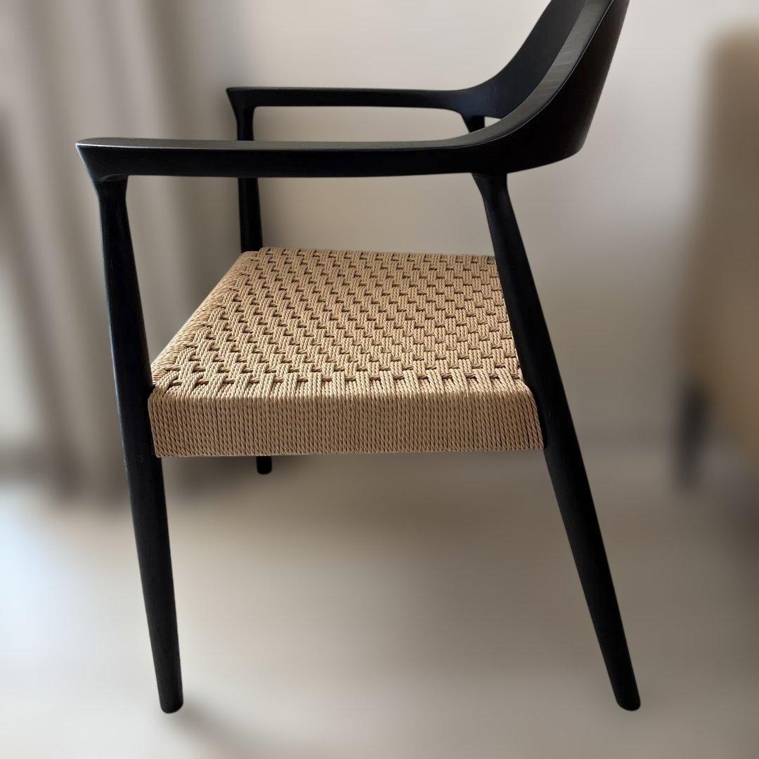 関家具　ロジャーIII ペーパーコードダイニングチェア　ブラック