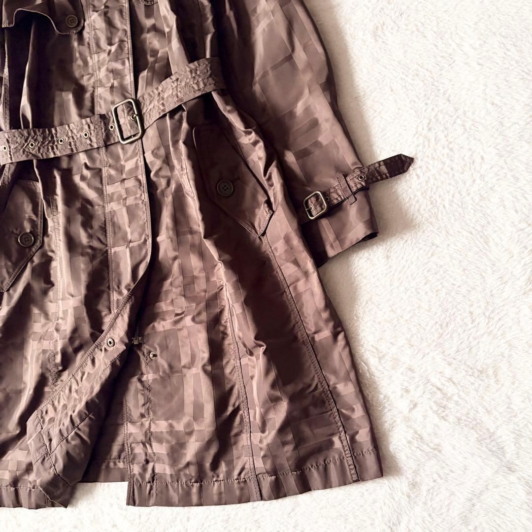 6203 美品✨ バーバリーロンドン トレンチコート 46 シャドーチェック 茶