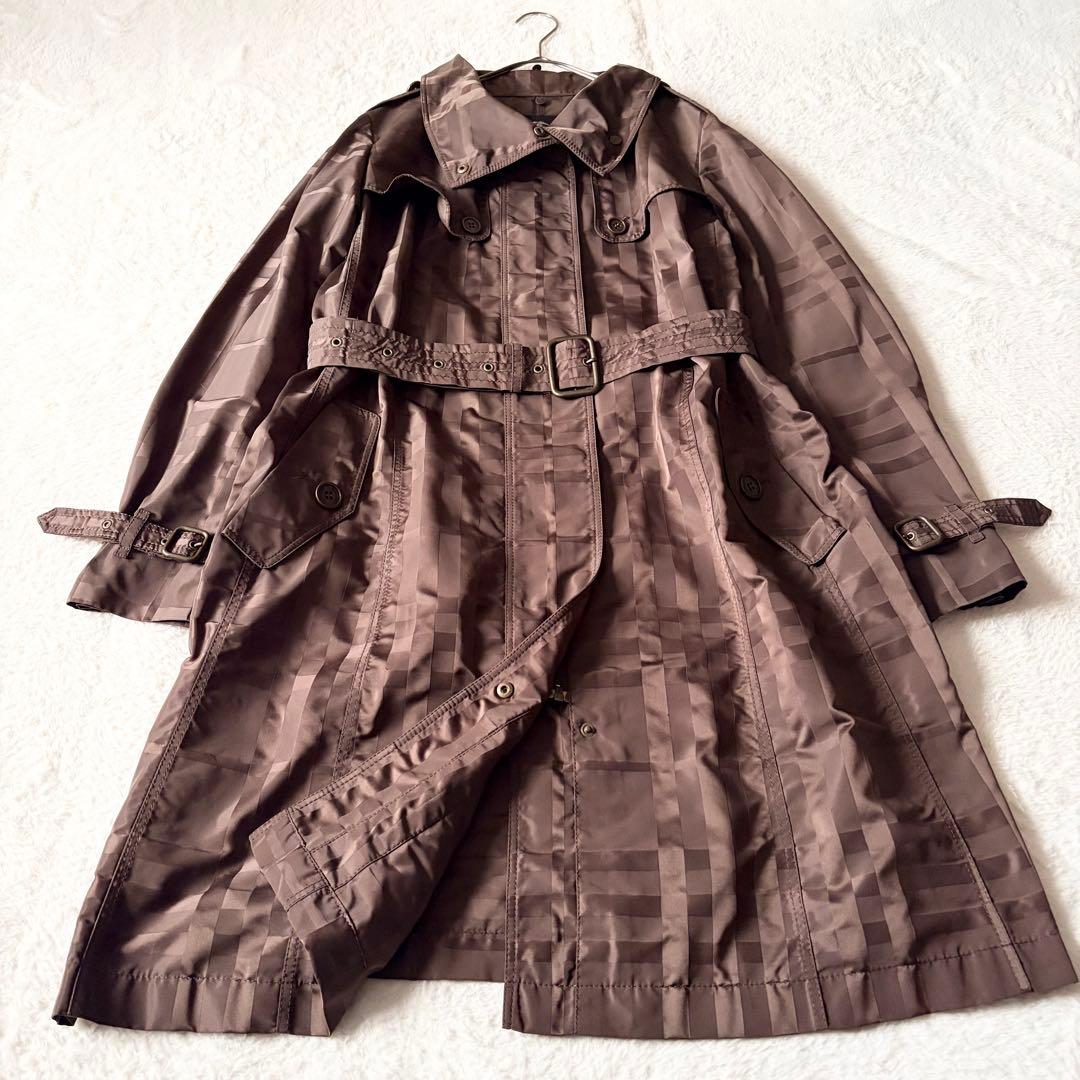 6203 美品✨ バーバリーロンドン トレンチコート 46 シャドーチェック 茶