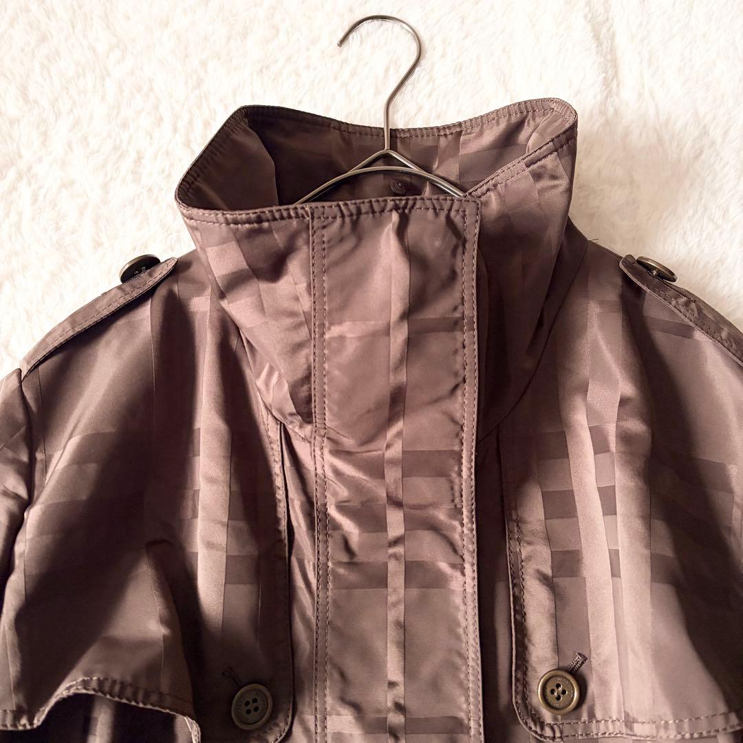 6203 美品✨ バーバリーロンドン トレンチコート 46 シャドーチェック 茶