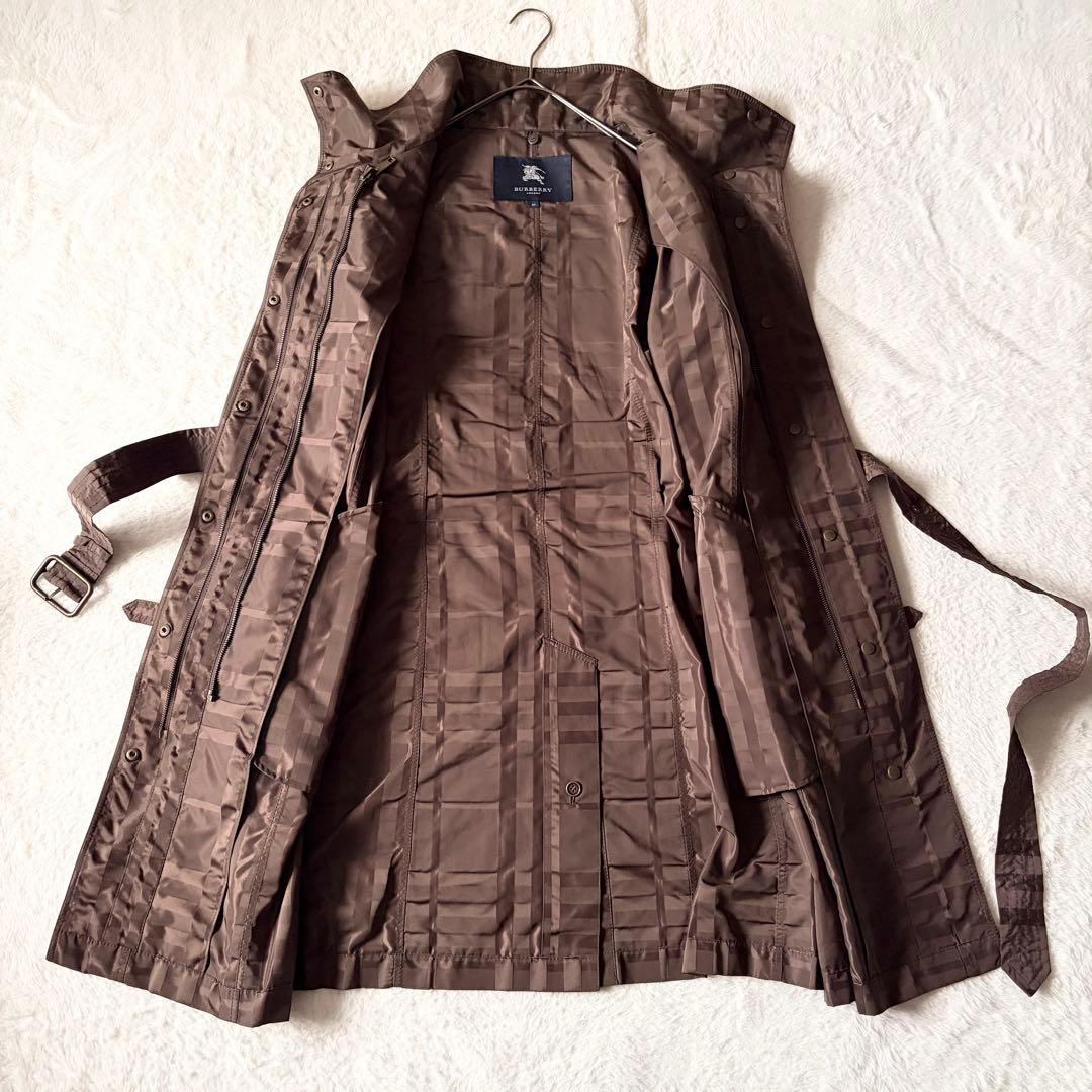 6203 美品✨ バーバリーロンドン トレンチコート 46 シャドーチェック 茶