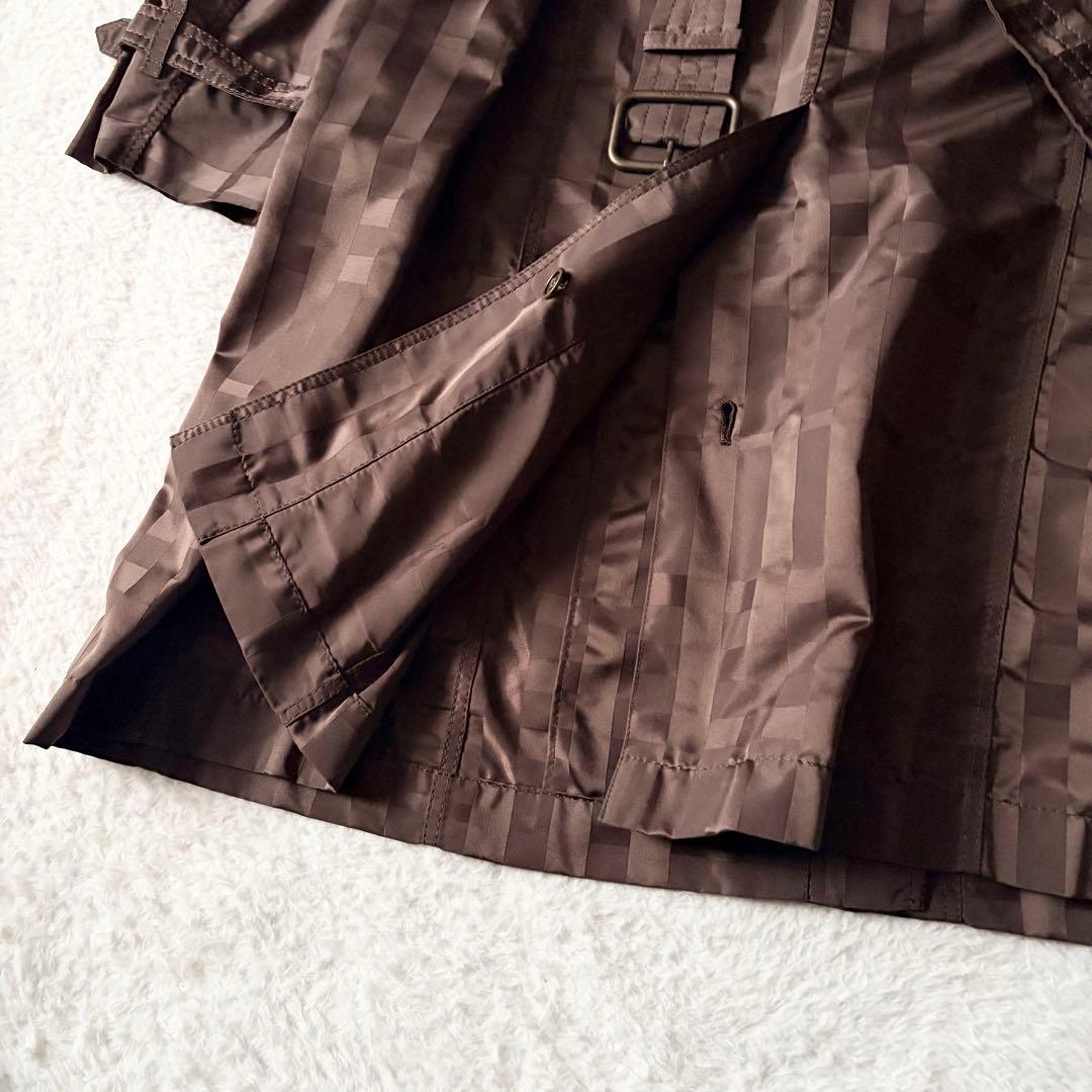 6203 美品✨ バーバリーロンドン トレンチコート 46 シャドーチェック 茶