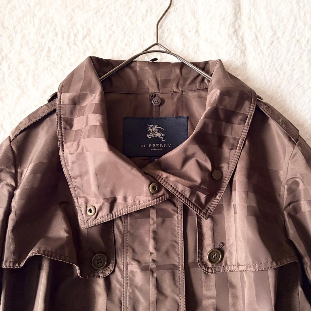 6203 美品✨ バーバリーロンドン トレンチコート 46 シャドーチェック 茶