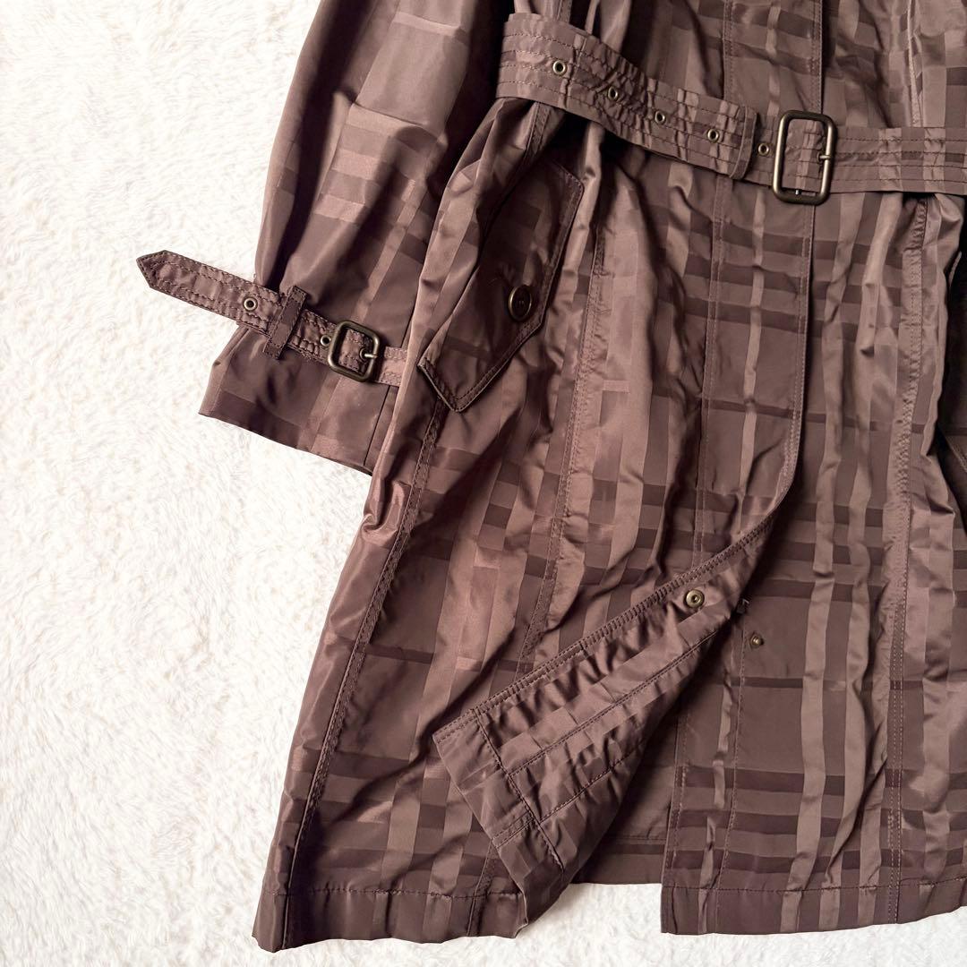 6203 美品✨ バーバリーロンドン トレンチコート 46 シャドーチェック 茶