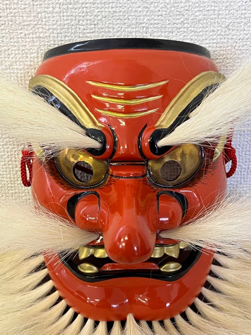 備中神楽面　天狗面　木彫　中谷浩玉作