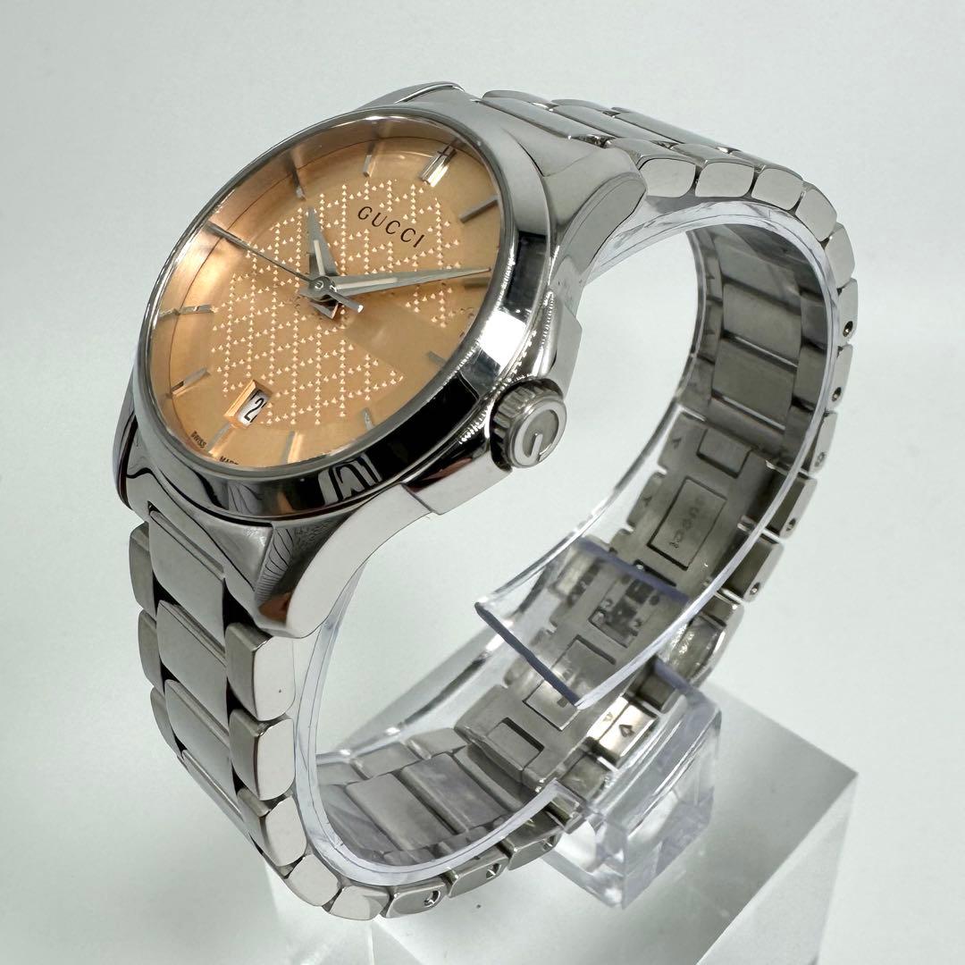 【美品】GUCCI 腕時計 126.5 シルバー ピンクゴールド G ロゴ