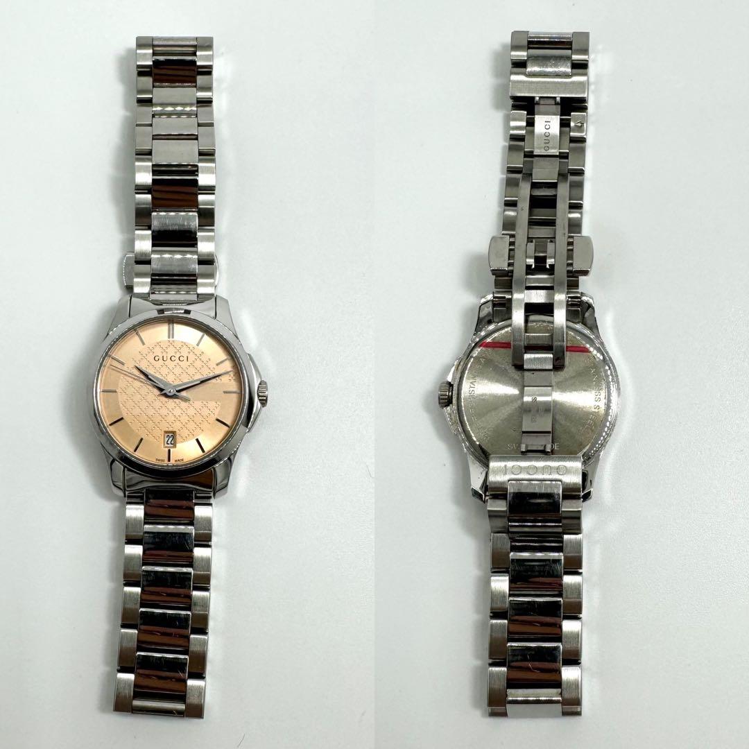 【美品】GUCCI 腕時計 126.5 シルバー ピンクゴールド G ロゴ