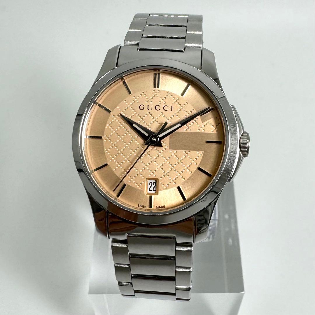 【美品】GUCCI 腕時計 126.5 シルバー ピンクゴールド G ロゴ