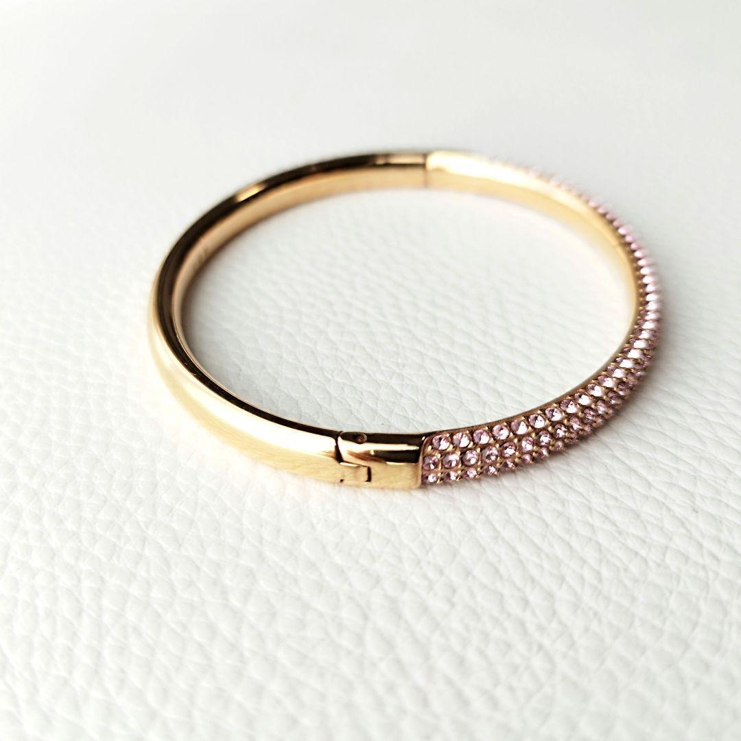 スワロフスキー　バングル　ブレスレット　ローズゴールド　Mサイズ　箱付