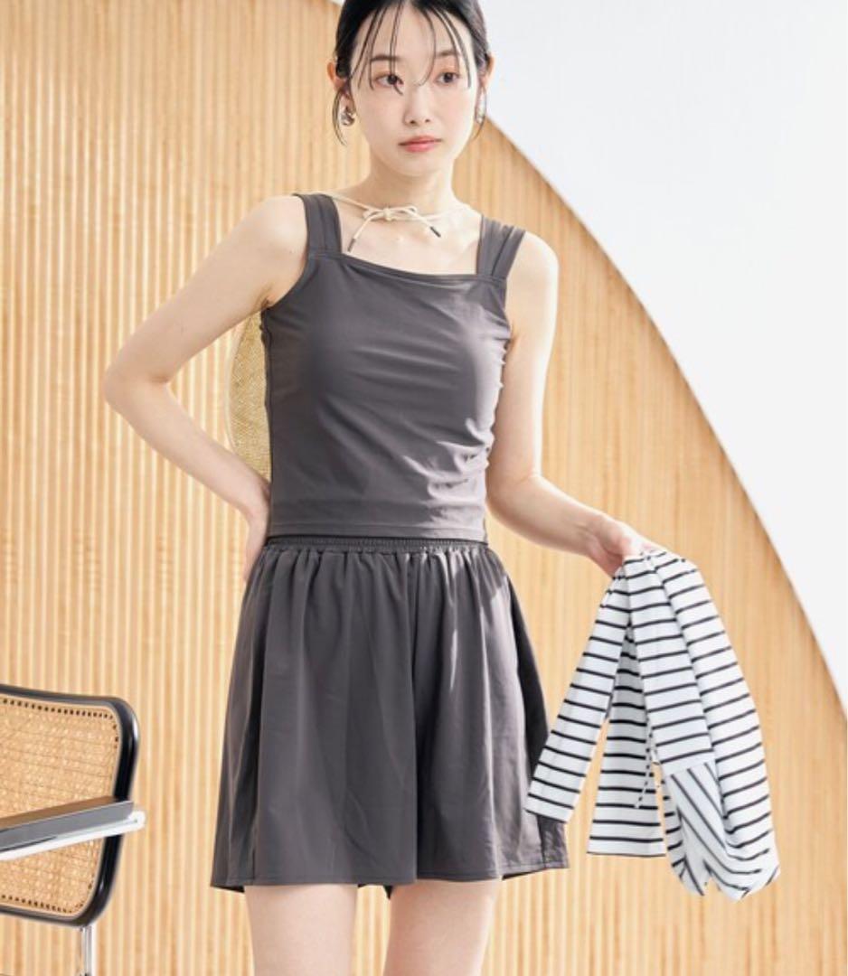 Coen 水着5点セット　ボーダープルオーバー　スイムウェア　ダークグレー