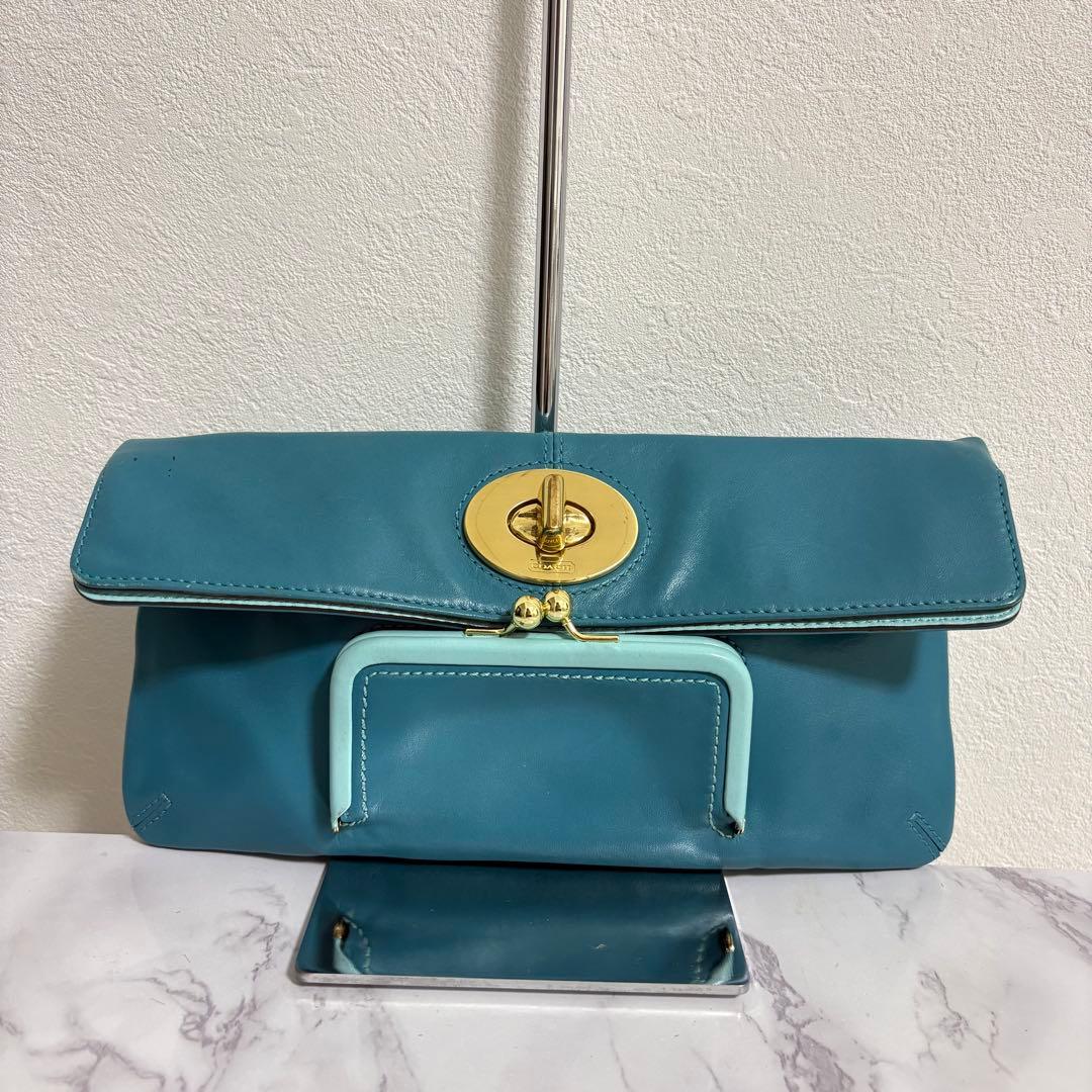 バッグ Coach Kisslock & Turnlock Hand Bag sky
